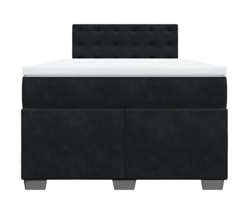 Cama box spring con colchón terciopelo negro 120x190 cm