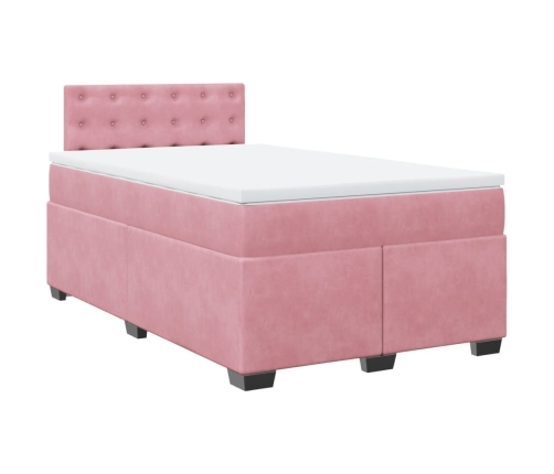 Cama box spring con colchón terciopelo rosa 120x190 cm