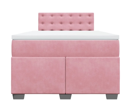 Cama box spring con colchón terciopelo rosa 120x190 cm