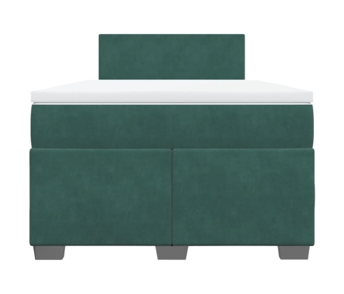 Cama box spring con colchón terciopelo verde oscuro 120x200 cm