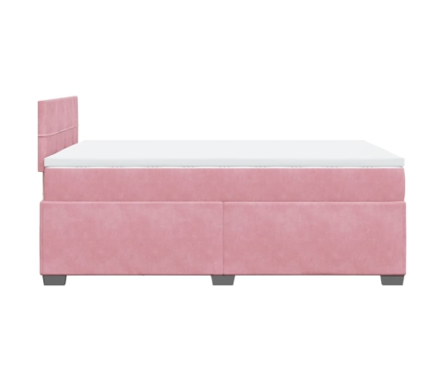 Cama box spring con colchón terciopelo rosa 120x200 cm