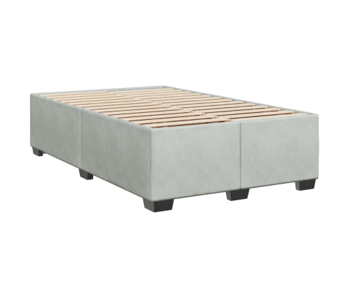 Cama box spring con colchón terciopelo gris claro 120x200 cm