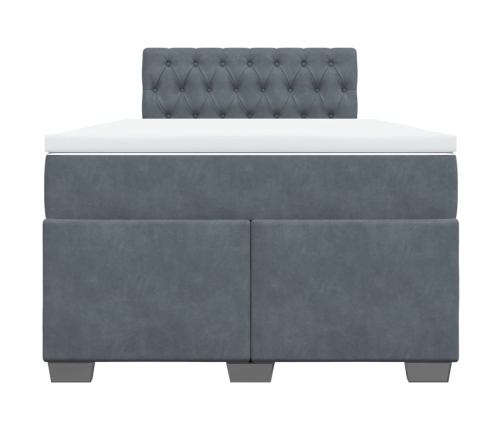 Cama box spring con colchón terciopelo gris oscuro 120x200 cm