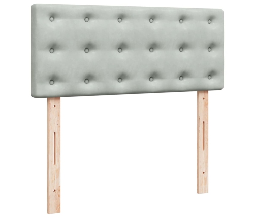 Cama box spring con colchón terciopelo gris claro 120x200 cm