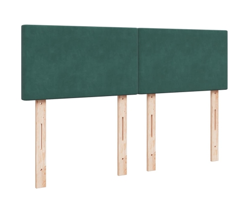 Cama box spring con colchón terciopelo verde oscuro 140x190 cm