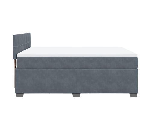 Cama box spring con colchón terciopelo gris oscuro 140x190 cm