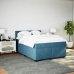 Cama box spring con colchón terciopelo azul 140x190 cm