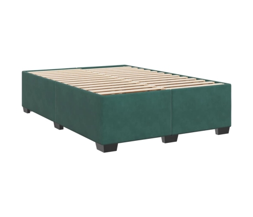 Cama box spring con colchón terciopelo verde oscuro 140x200 cm