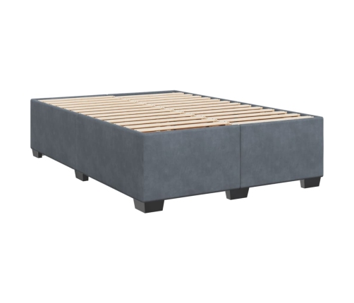 Cama box spring con colchón terciopelo gris oscuro 140x200 cm