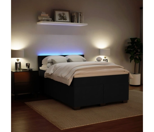 Cama box spring con colchón terciopelo negro 140x200 cm