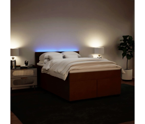 Cama box spring con colchón terciopelo rosa 160x200 cm
