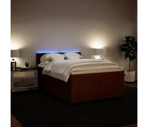 Cama box spring con colchón terciopelo rosa 160x200 cm