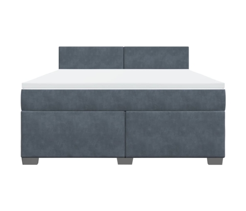 Cama box spring con colchón terciopelo gris oscuro 180x200 cm