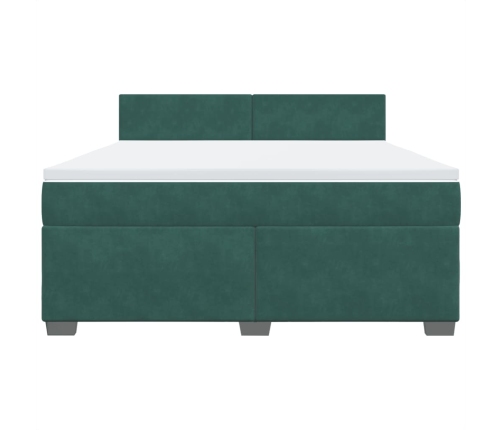 Cama box spring con colchón terciopelo verde oscuro 180x200 cm