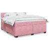 Cama box spring con colchón terciopelo rosa 180x200 cm