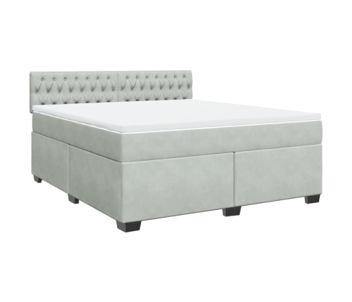 Cama box spring con colchón terciopelo gris claro 180x200 cm