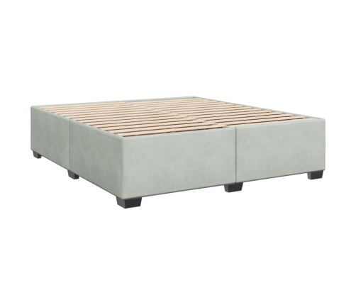 Cama box spring con colchón terciopelo gris claro 180x200 cm