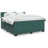 Cama box spring con colchón terciopelo verde oscuro 180x200 cm