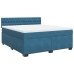 Cama box spring con colchón terciopelo azul 180x200 cm