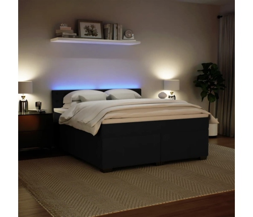 Cama box spring con colchón terciopelo negro 180x200 cm