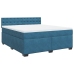 Cama box spring con colchón terciopelo azul 180x200 cm