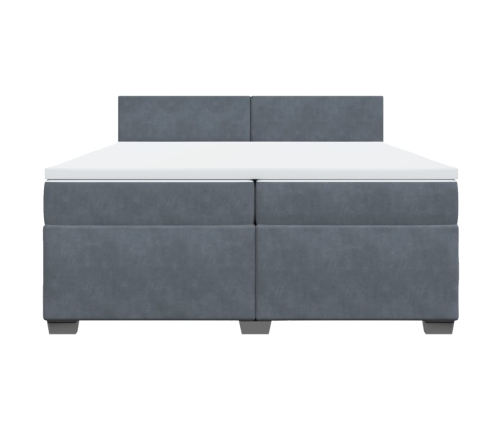 Cama box spring con colchón terciopelo gris oscuro 200x200 cm