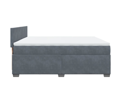 Cama box spring con colchón terciopelo gris oscuro 200x200 cm