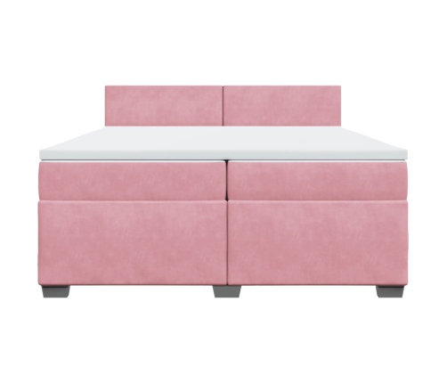 Cama box spring con colchón terciopelo rosa 200x200 cm