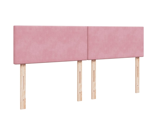 Cama box spring con colchón terciopelo rosa 200x200 cm