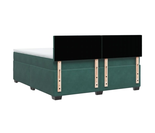 Cama box spring con colchón terciopelo verde oscuro 200x200 cm