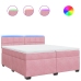 Cama box spring con colchón terciopelo rosa 200x200 cm