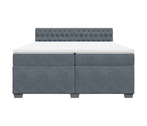 Cama box spring con colchón terciopelo gris oscuro 200x200 cm