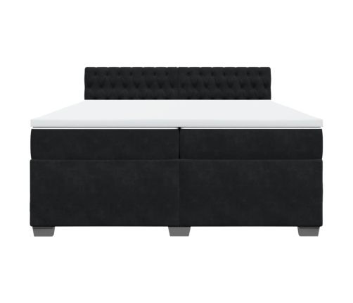 Cama box spring con colchón terciopelo negro 200x200 cm