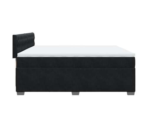 Cama box spring con colchón terciopelo negro 200x200 cm