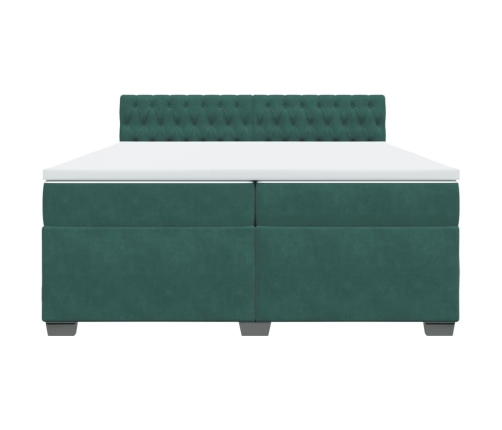 Cama box spring con colchón terciopelo verde oscuro 200x200 cm