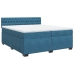 Cama box spring con colchón terciopelo azul 200x200 cm