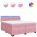 Cama box spring con colchón terciopelo rosa 200x200 cm