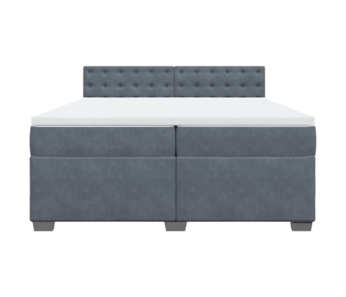 Cama box spring con colchón terciopelo gris oscuro 200x200 cm