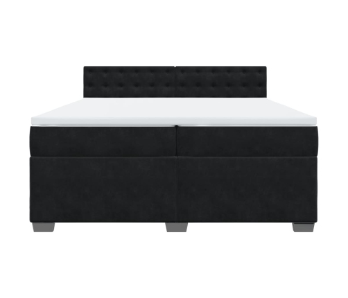 Cama box spring con colchón terciopelo negro 200x200 cm