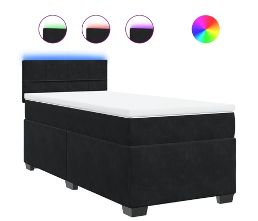 Cama box spring individual con colchón tela negro