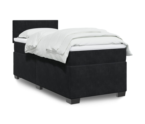 Cama box spring individual con colchón tela negro