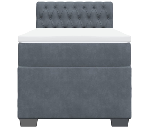 Cama box spring individual con colchón terciopelo gris oscuro