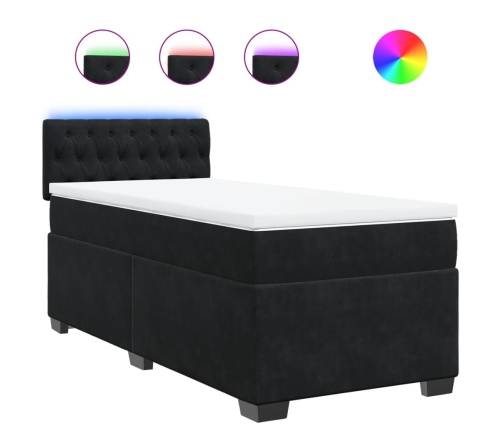 Cama box spring individual con colchón tela negro