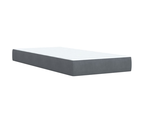 vidaXL Cama box spring individual con colchón terciopelo gris oscuro