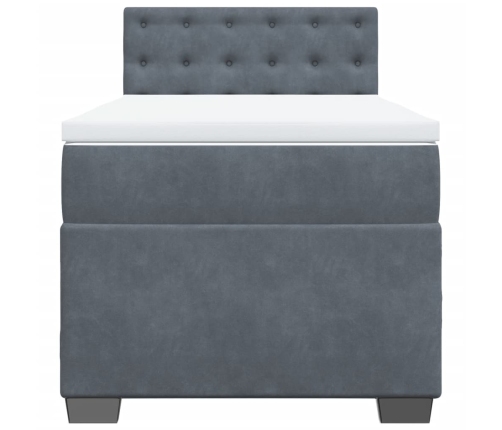 vidaXL Cama box spring individual con colchón terciopelo gris oscuro