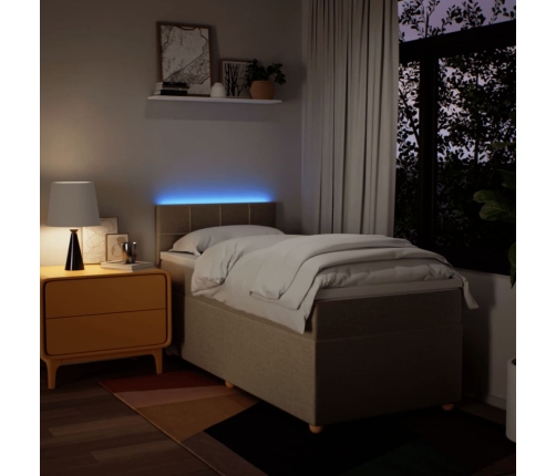 Cama box spring con colchón tela color crema 80x200 cm