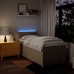 Cama box spring con colchón tela color crema 80x200 cm