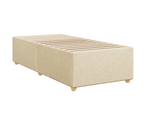 Cama box spring con colchón tela color crema 80x200 cm