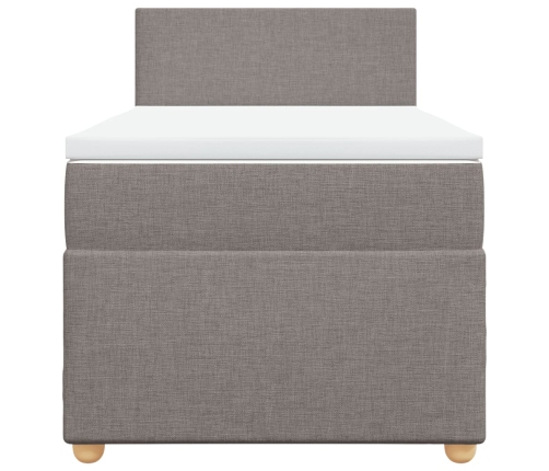 Cama box spring con colchón tela gris taupe 90x190 cm