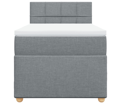 Cama box spring con colchón tela gris claro 90x190 cm